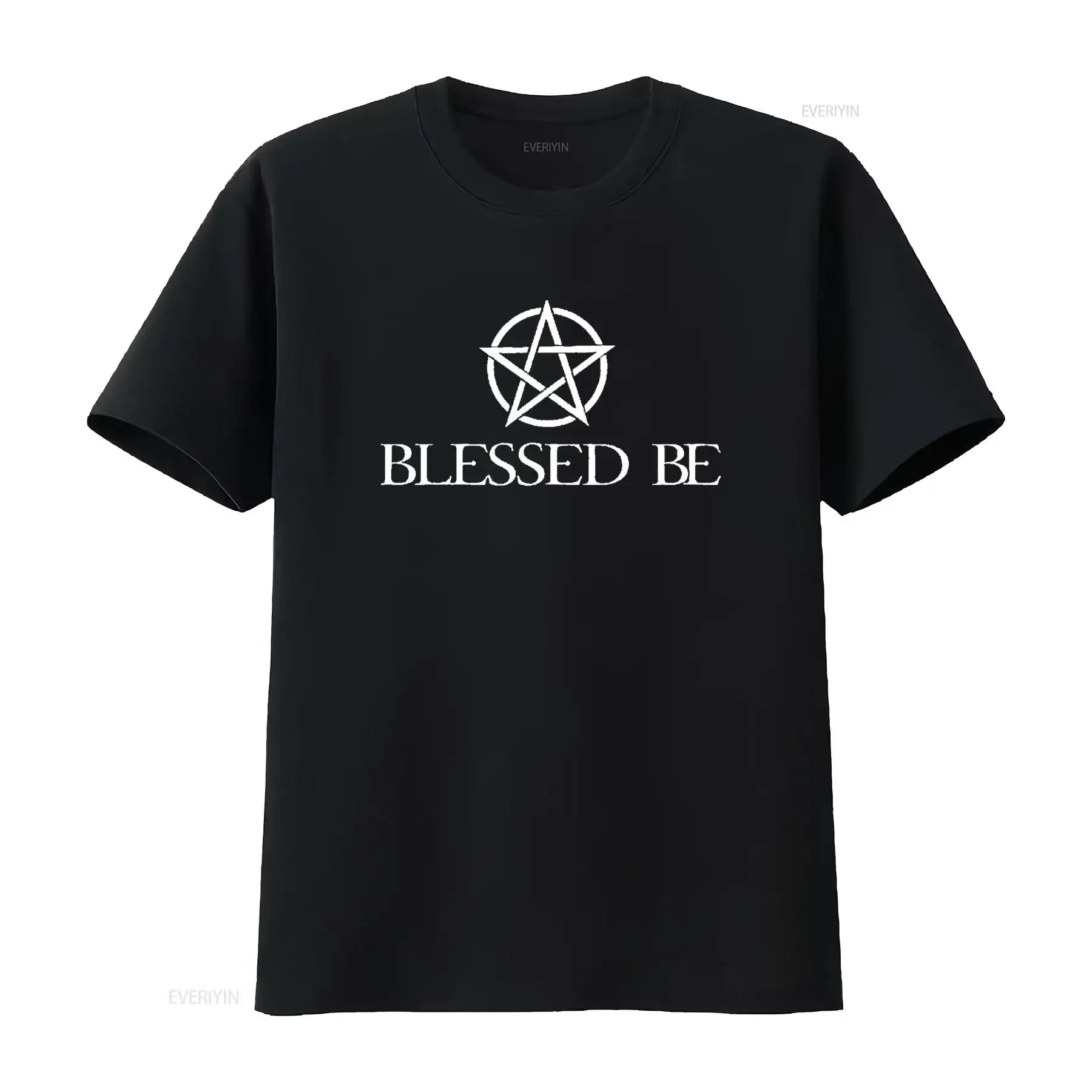

Blessed Be Pentagram Witchcraft Wiccan Witch Womens T Shirt Black XL vintage Washed graphic Unisex Top For Everyday Wear