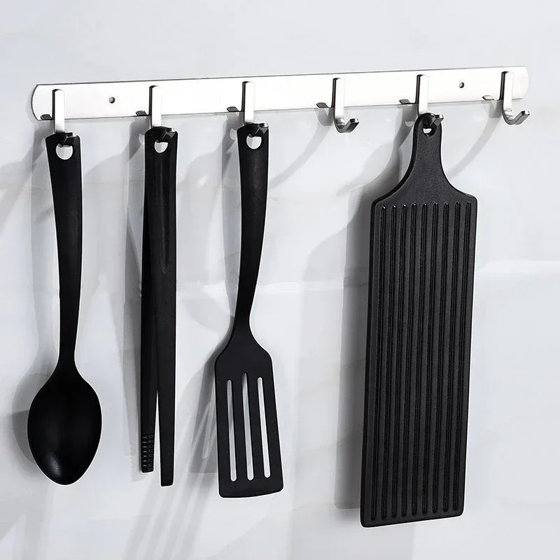 Stainless Steel Toilet Clothes Hook Kitchen Supplies Rack Non Punching Adhesive Rack Robe Hooks