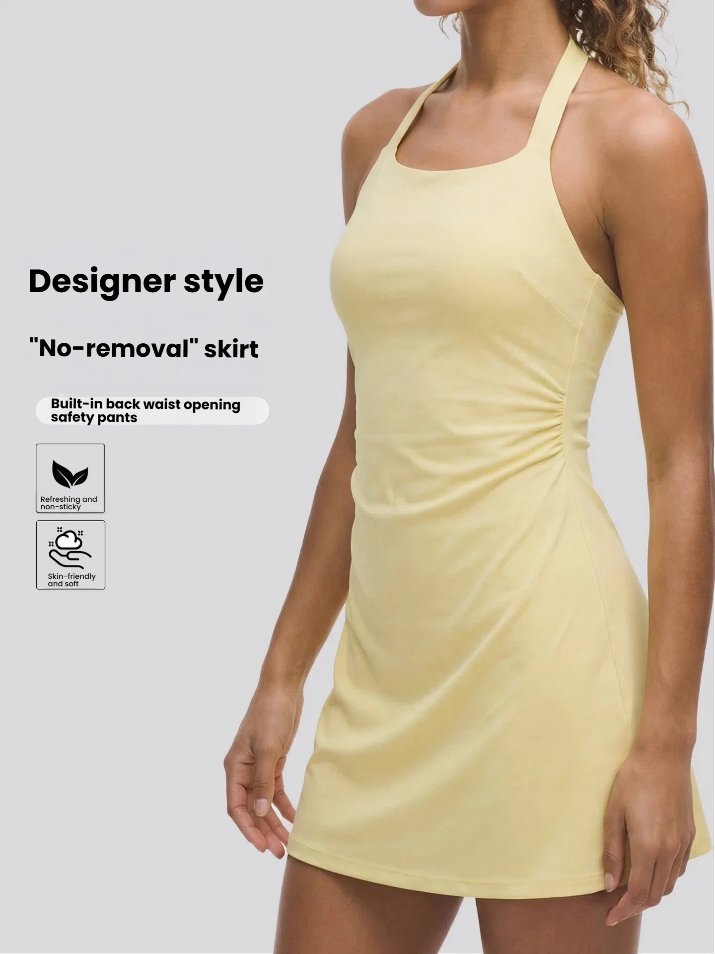 

Women‘s Yoga Jumpsuit Halter Neck Tennis Dress with Built-in Bra Sports One Piece Bodysuit Sexy Backless Breathable Outdoor