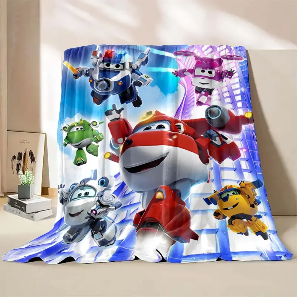 Cute Cartoon Child Blanket Super Wings Children's Luxury Blanket Portable Home Travel Camping Blanket Birthday Gift