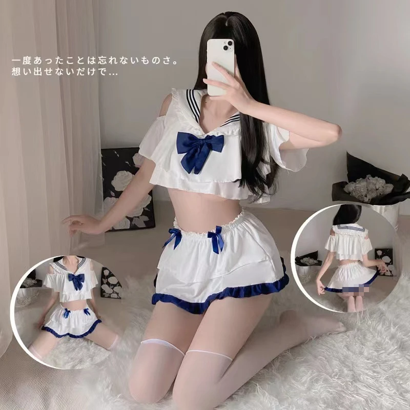 Japan School Girls Uniforms Anime Cosplay Sailor Suit Role Play Students JK Sexy Lingerie Costume Woman Cute Bow Erotic Dress