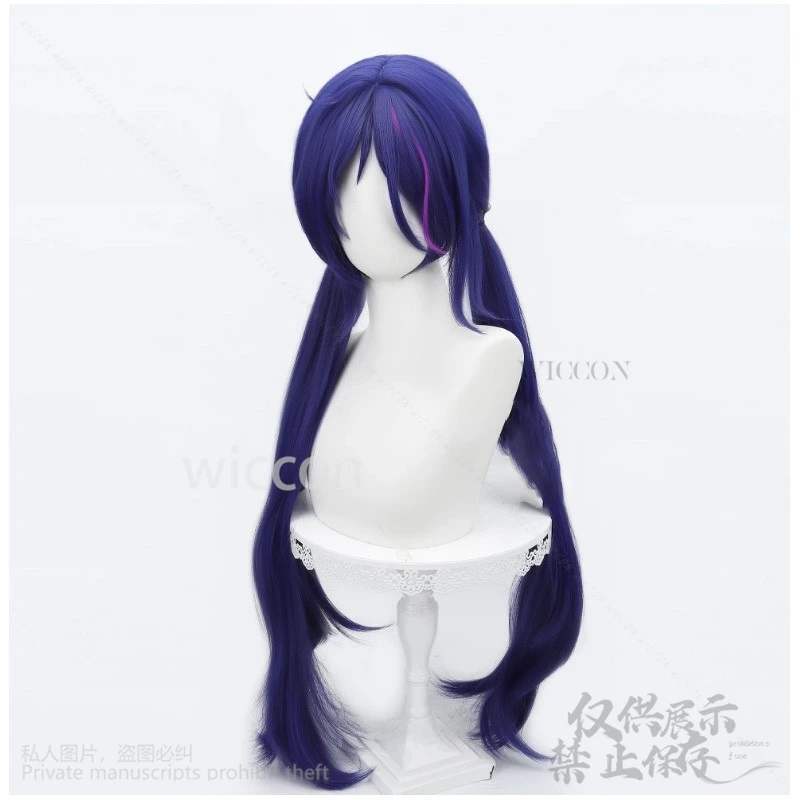 ميتا متا باروكات طويلة مع ذيل حصان مزدوج أنيمي لعبة الرعب MiSide تأثيري مقاومة للحرارة الشعر الاصطناعية كوس مخصصة