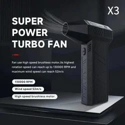 Xiaomi New X3 Violent Blower Mini Turbo Jet Fan Handheld Brushless Motor 130000 RPM Wind Speed 52m/s Multi Functional Fan