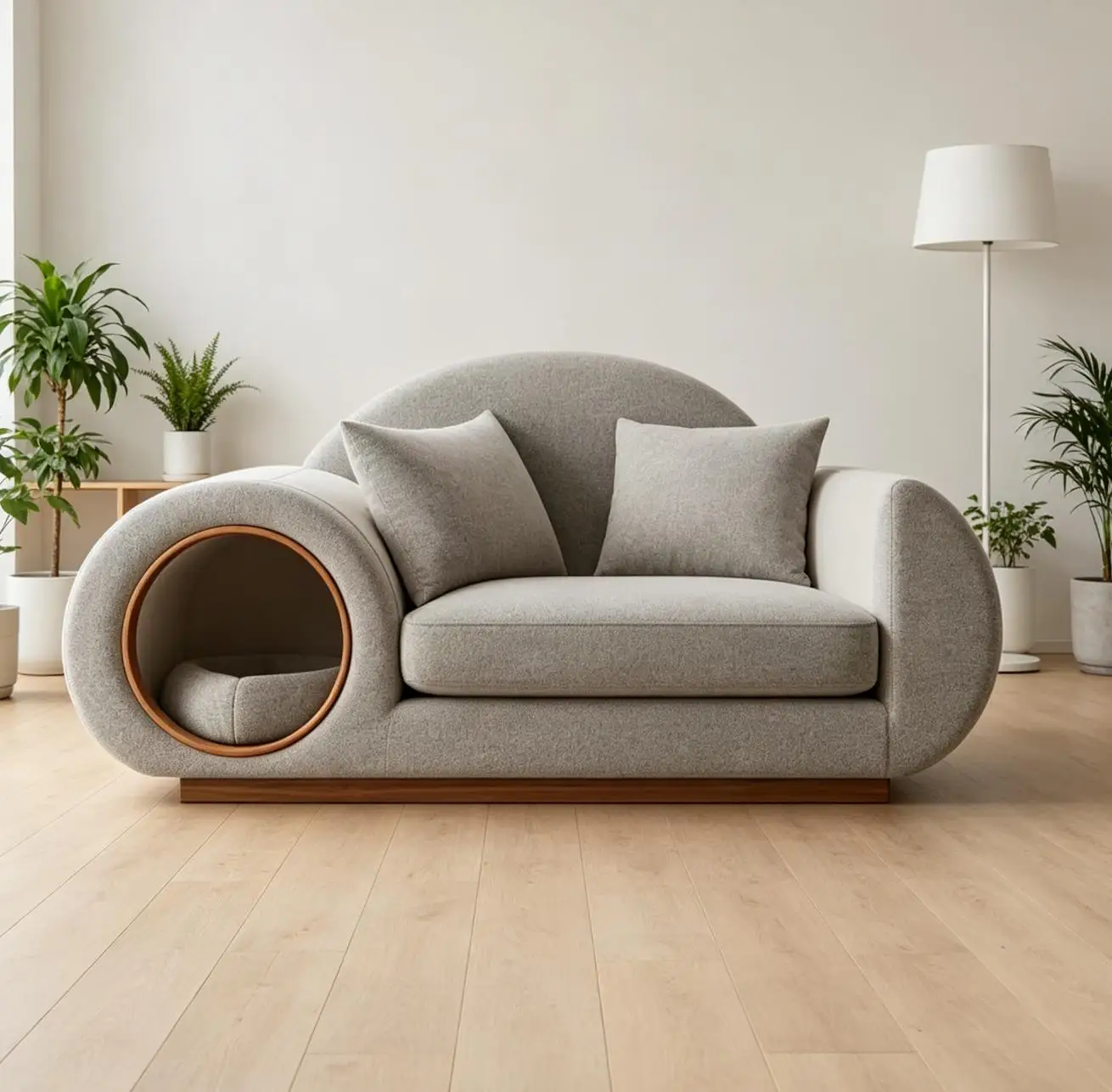 Multi-functional Wood Pet-Friendly Dual-Use Sofa With Button Closure For Humans & Pets