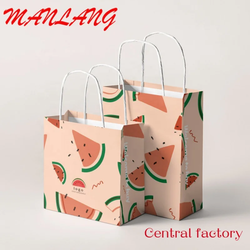 

Custom Creatrust custom gift logo luxury boutique shopping white handle kraft paper bags with your own logo