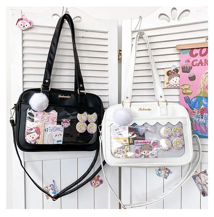 Japanese Pain Bag New Hot Sale Transparent Bukai PU Soft Girl Student Women Shoulder Bag Square Two yuan Crossbody Bag IB135