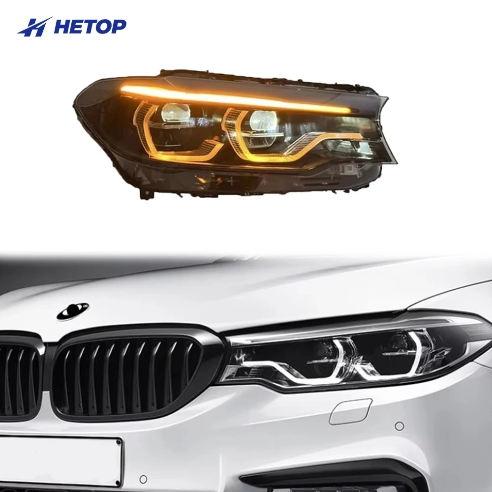 

HETOP G30 2018-2020 5 Series Triple Color Upgrade Modified LED DRL Ikon Style Headlamp Plug and Play Angel Eye for BMW Headlight