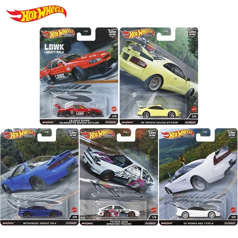 Original Hot Wheels Premium Car Mountain Drifters Diecast 1/64 Nissan LB-ER34 Toyota AE86 Voiture Model Kids Toys Boys Collecter