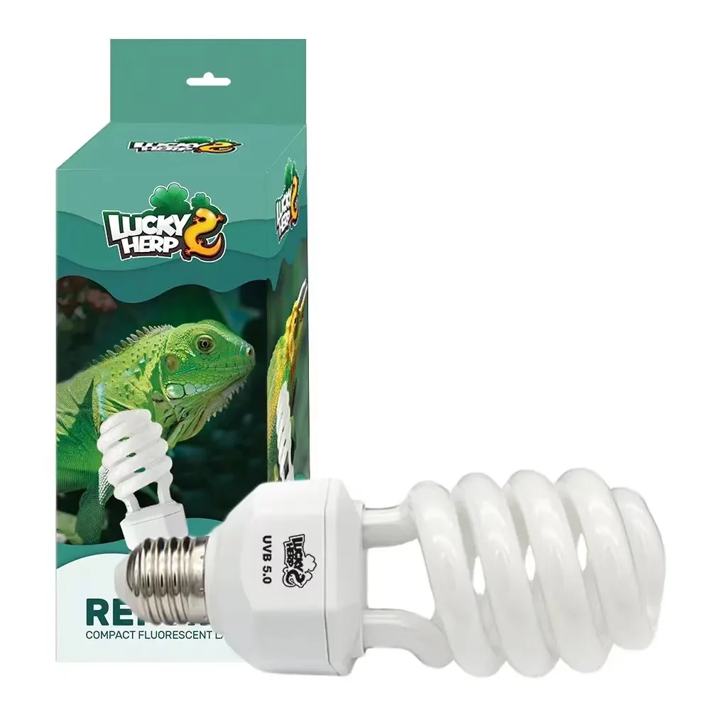 Lucky Herp Reptile Compact Fluorescent Tropical Terrarium Lamp,5.0 UVA UVB Bulb,220-240V,E27,Screw Thread,15W,23W Available