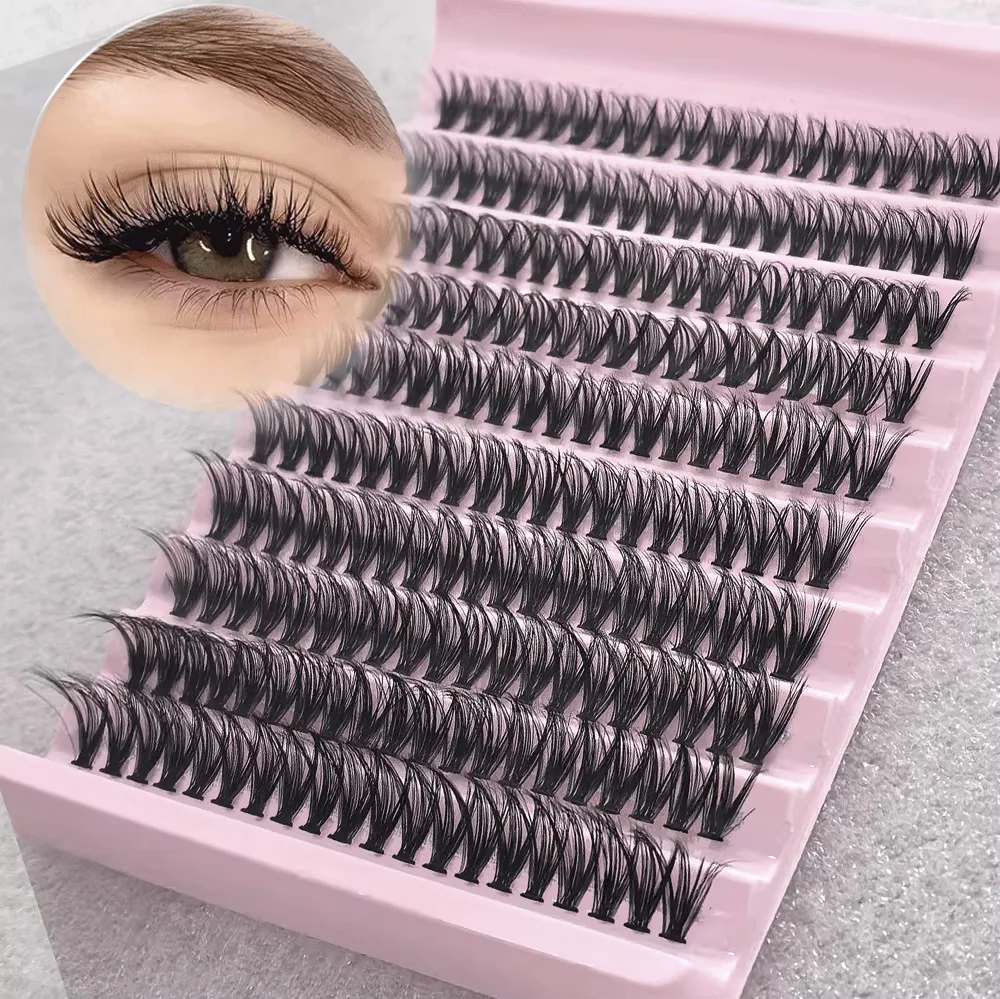 False Eyelashes 200 Pieces, Natural Look, 9-16mm, 40D Curling Lashes, Fluffy Lashes, Reusable