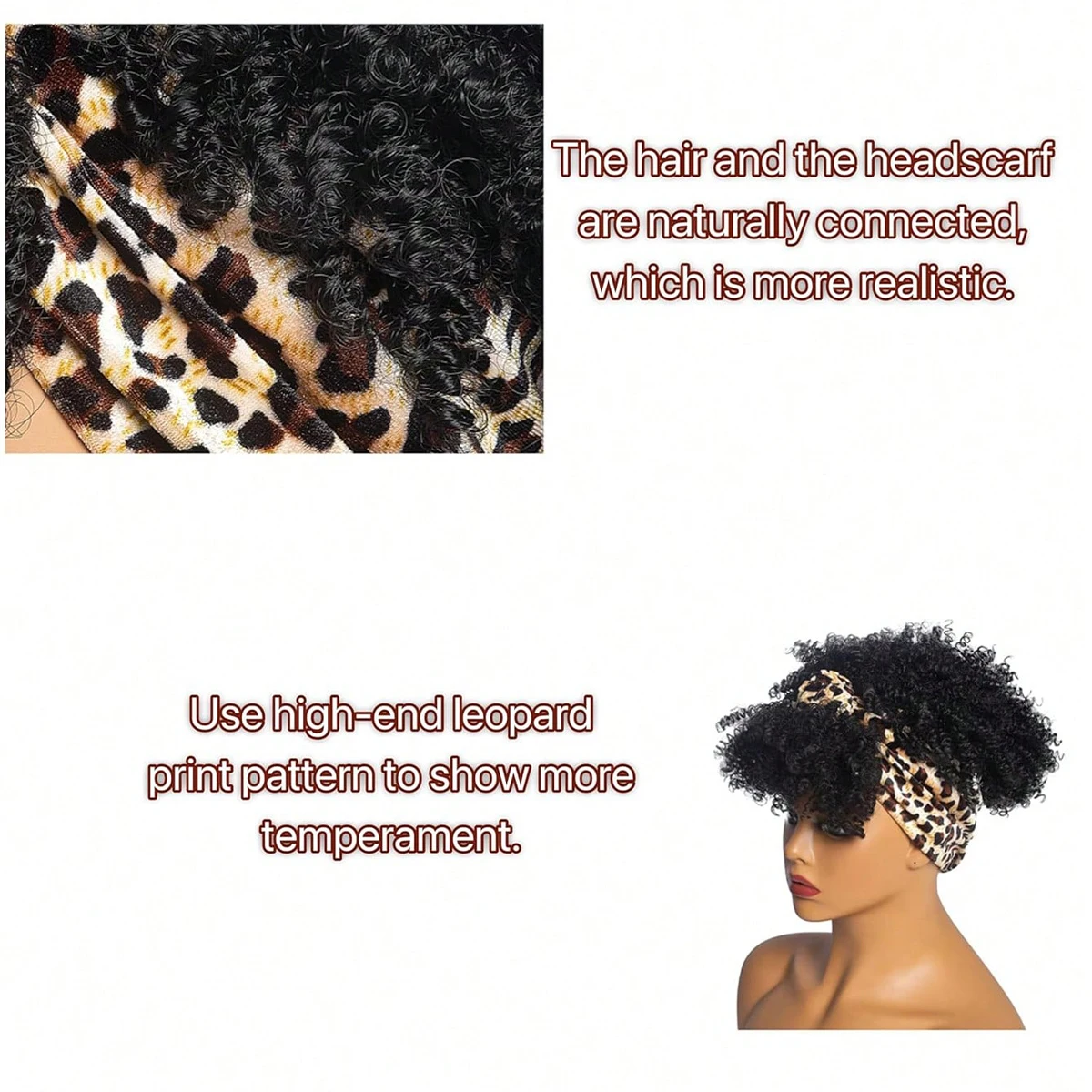 Black Headband Wigs For Women Afro Kinky Curly Wig With Synthetic Short Hair Wigs With Headband Attached Headwrap Wigs image 6