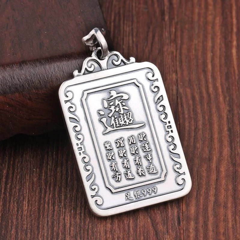 Vintage Relief Taoist Wealth Master Zhao Gongming Pendant For Men Jewelry Blessing Good Luck Amulet Necklace Male Gift