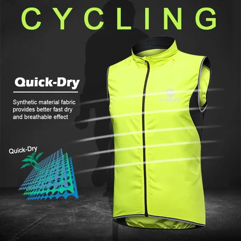 Gilet de cyclisme coupe-vent imperméable à la pluie, gilet de sécurité réfléchissant sans manches, veste de vélo vtt, veste de pluie à séchage