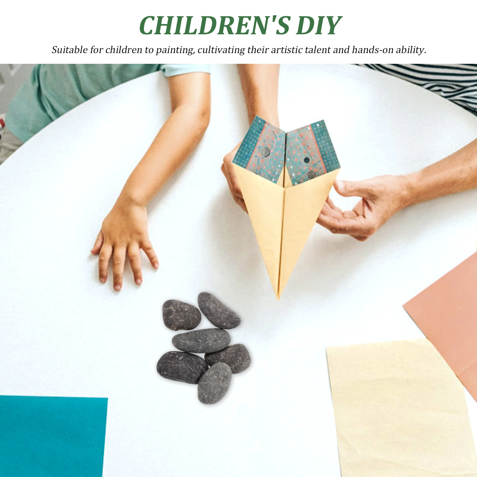 

6 Pcs Pebble Painted Stone Crafts Making Painting Stones Grey for Kids Child