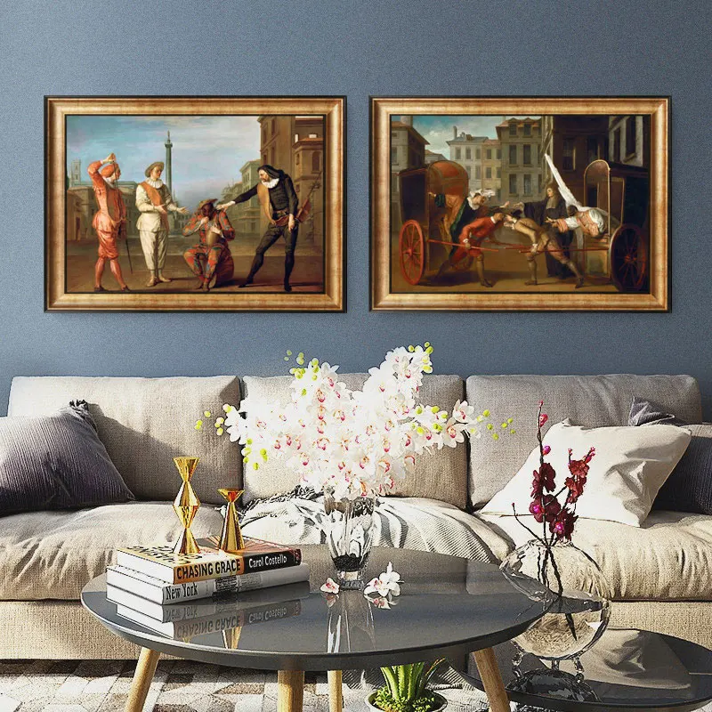 

Vintage Canvas Prints 《The Two Coaches》Famous Oil Painting Classic Wall Art Artwork Decorative Picture for Room Home Décor