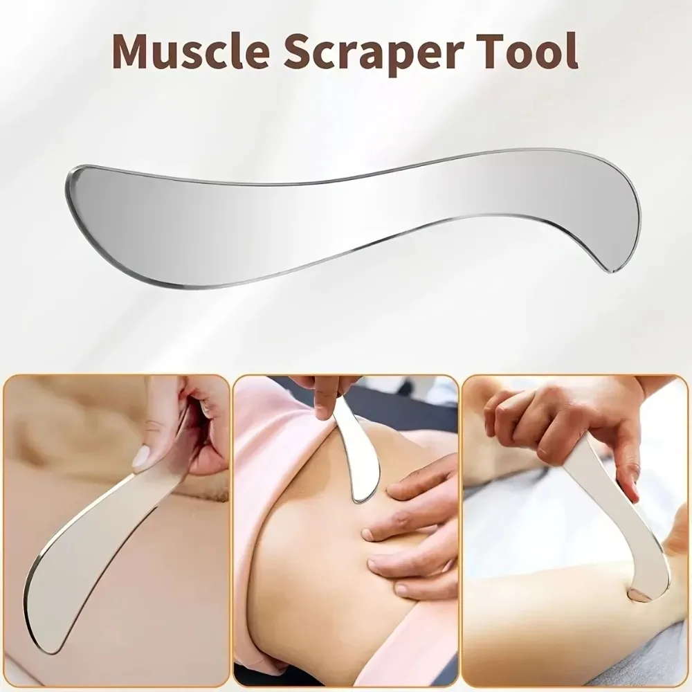2-teiliges Edelstahl-Faszien-Gua-Sha-Board, Gesichts- und Ganzkörper-Meridian-Entspannungswerkzeug, Tragbares Manuelles Massage-Wellness-Tool – Detail 4