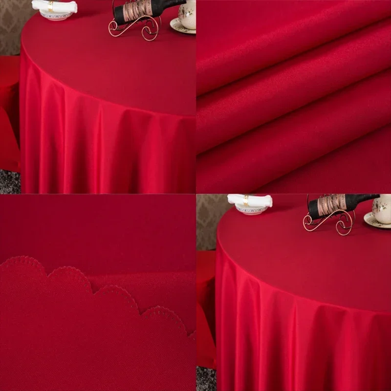 Couverture de Table de Mariage Ronde en Polyester, Décoration de Banquet, Hôtel, Spectacle, ixd\'Anniversaire, Couleur Unie, Durable