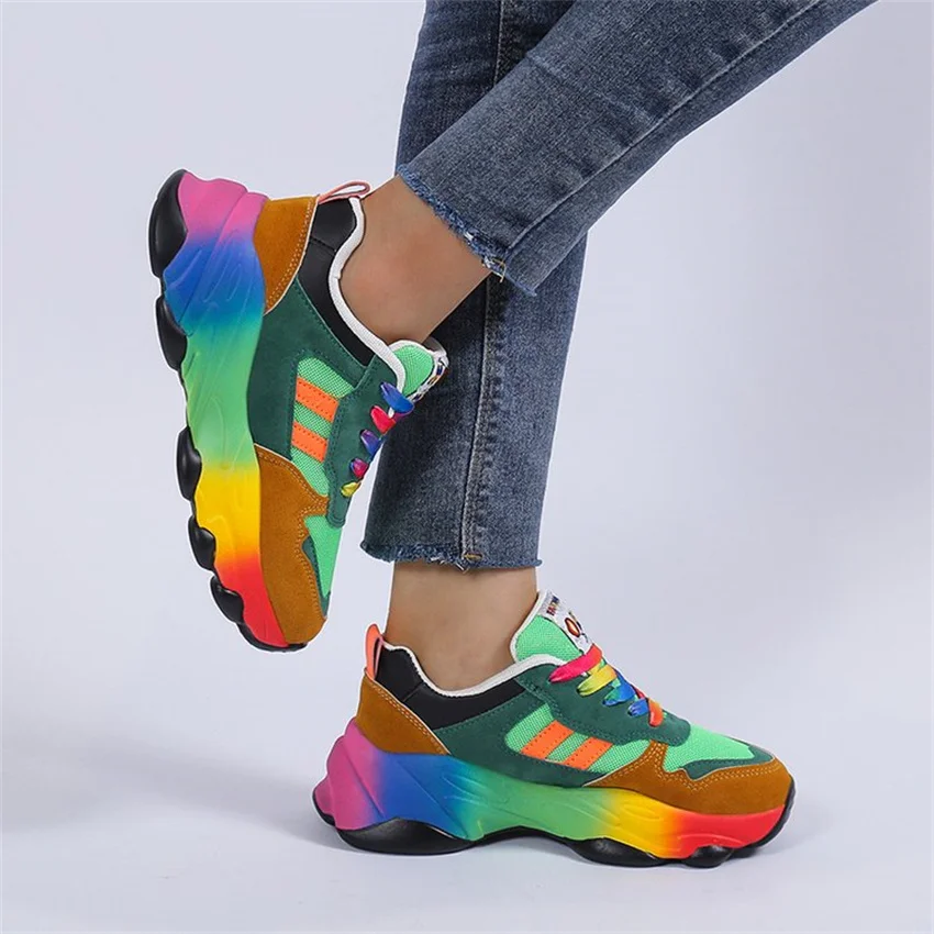Women Shoes Casual Shoes Large Size Luxury Colored Low Top Lacing Ultra Fiber Leather Women Shoes Outdoor Walking Shoes