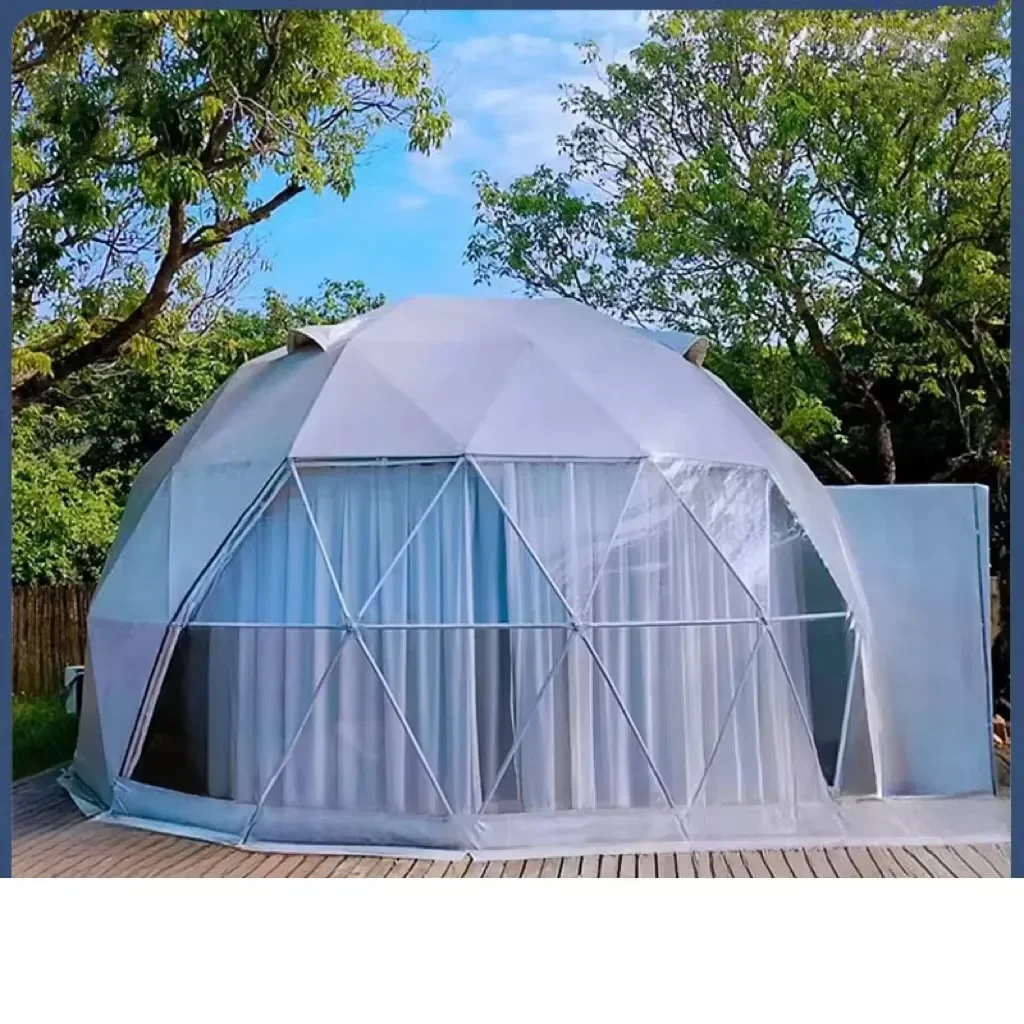 Custom Logo PVC Canvas Geodesic Dome Tent 4m Aluminum Top Height Waterproof Holiday Camping Tent for Outdoor for Hotels Events