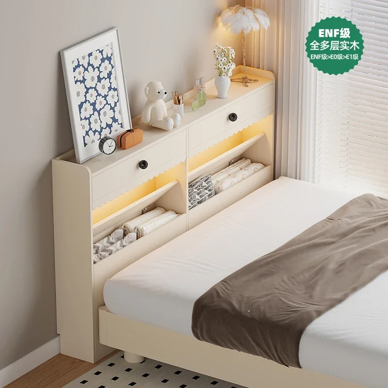 

Cream wind bucket cabinet 30 cm thin bedside side side cabinet long strip bedroom against the wall solid wood storage