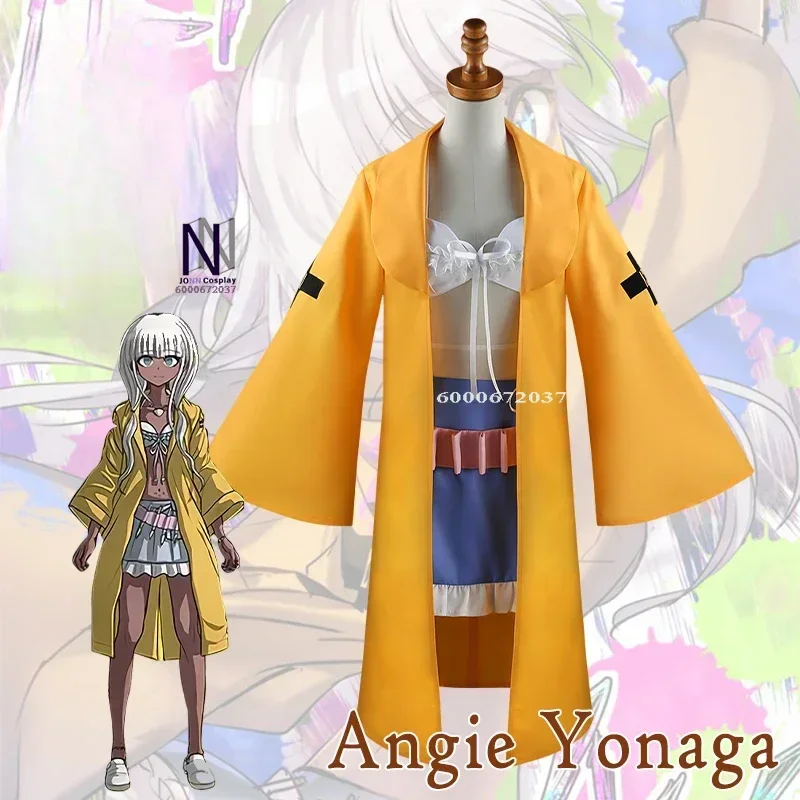 ダンガンロンパアニメコスプレ衣装女性用,yonaga angie,スーパーユニフォーム,ハロウィーンパーティー衣装,ゲームキャラクター,高品質の生地