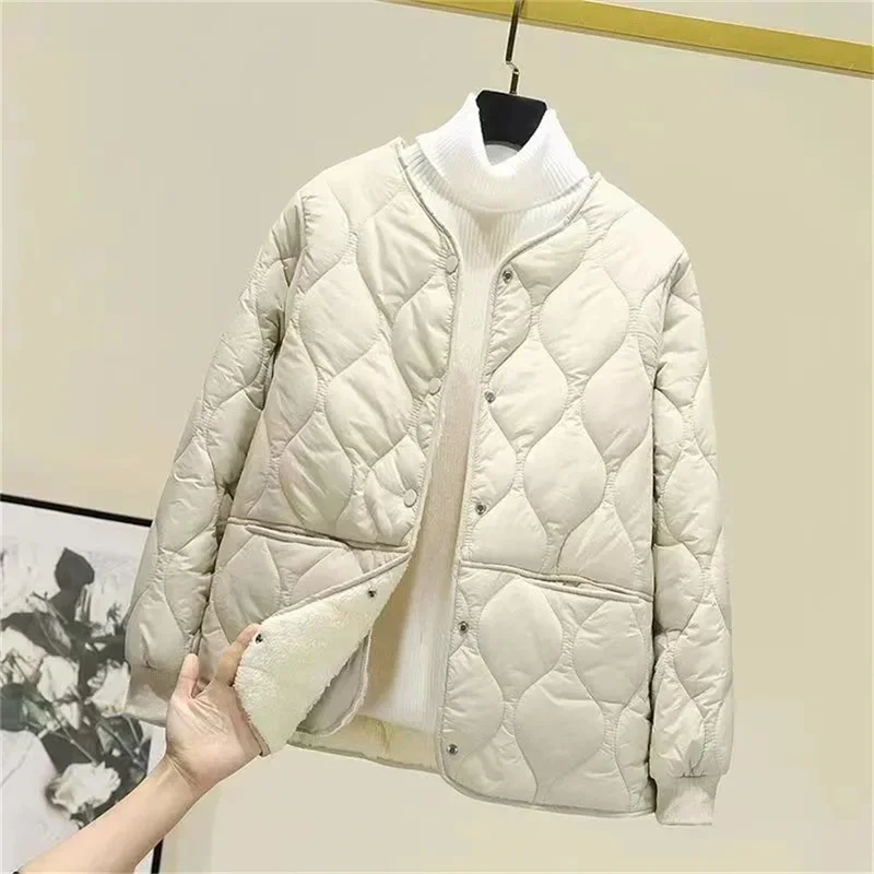 Pop 6XL Cotton-Padded Women's Autumn Winter Coat 2024 New Loose Korean Light Outwear Black Middle-Aged Mother O-Neck Jacket Fema