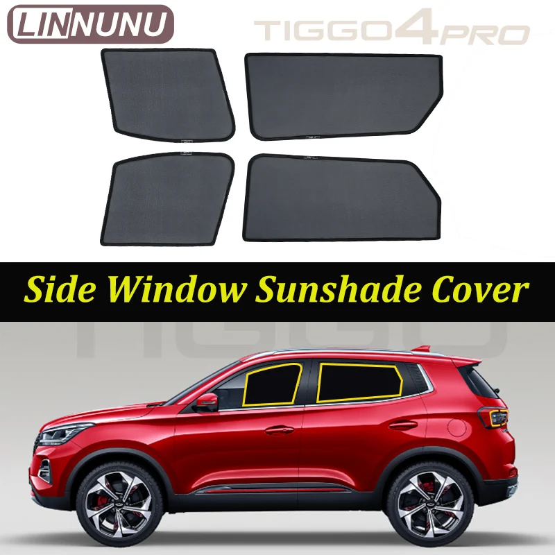 

LINNUNU Автомобильная занавеска на боковое окно, магнитный солнцезащитный козырек, сетчатый летний солнцезащитный козырек, защита от ультрафиолета для chery tiggo 4 pro 5X 2024, аксессуары