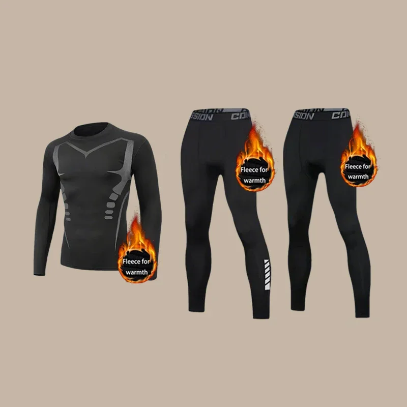 مجموعة ملابس داخلية حرارية لخريف وشتاء 2025، بطانة صوف سميكة، دفء مزدوج، طبقة أساسية رياضية، بيجامات ناعمة
