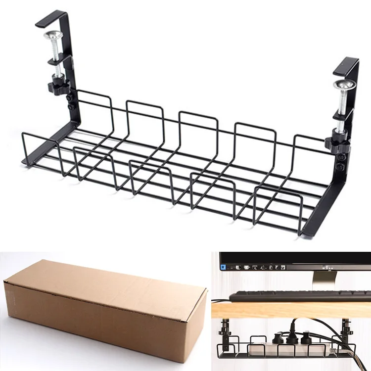 

Under Table Storage Rack Metal Cable Management Tray Home Office Desk Wire Organizer No Punching Kitchen Storage Accessories