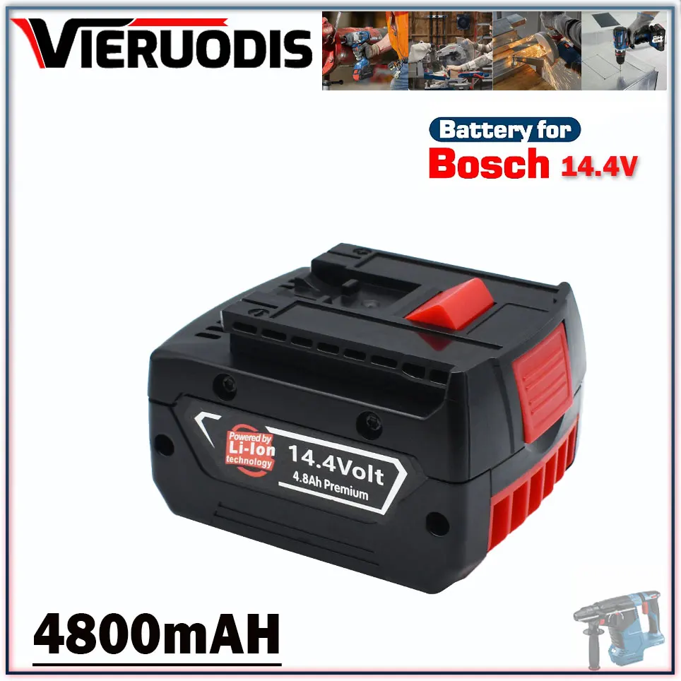 

For BOSCH 14.4V 4800mAH Rechargeable Li-ion Battery Cell Pack for BOSCH Cordless Electric Drill Screwdriver BAT607G BAT614G