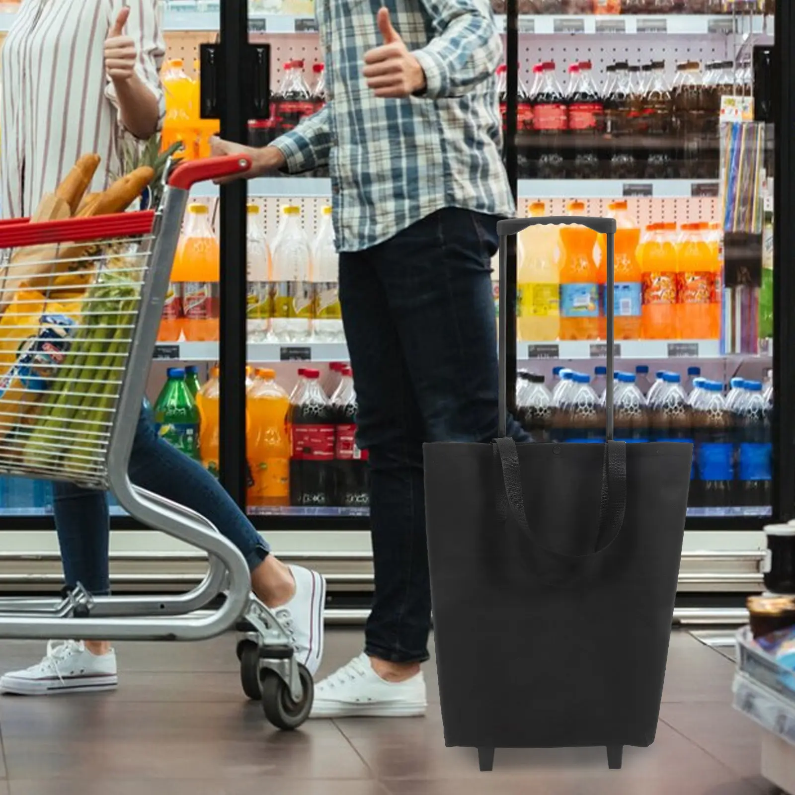 

Heavy Duty Foldable Grocery Cart Portable Rolling Shopping Trolley with Pull Handle Large Capacity for Market Home Luggage Carry