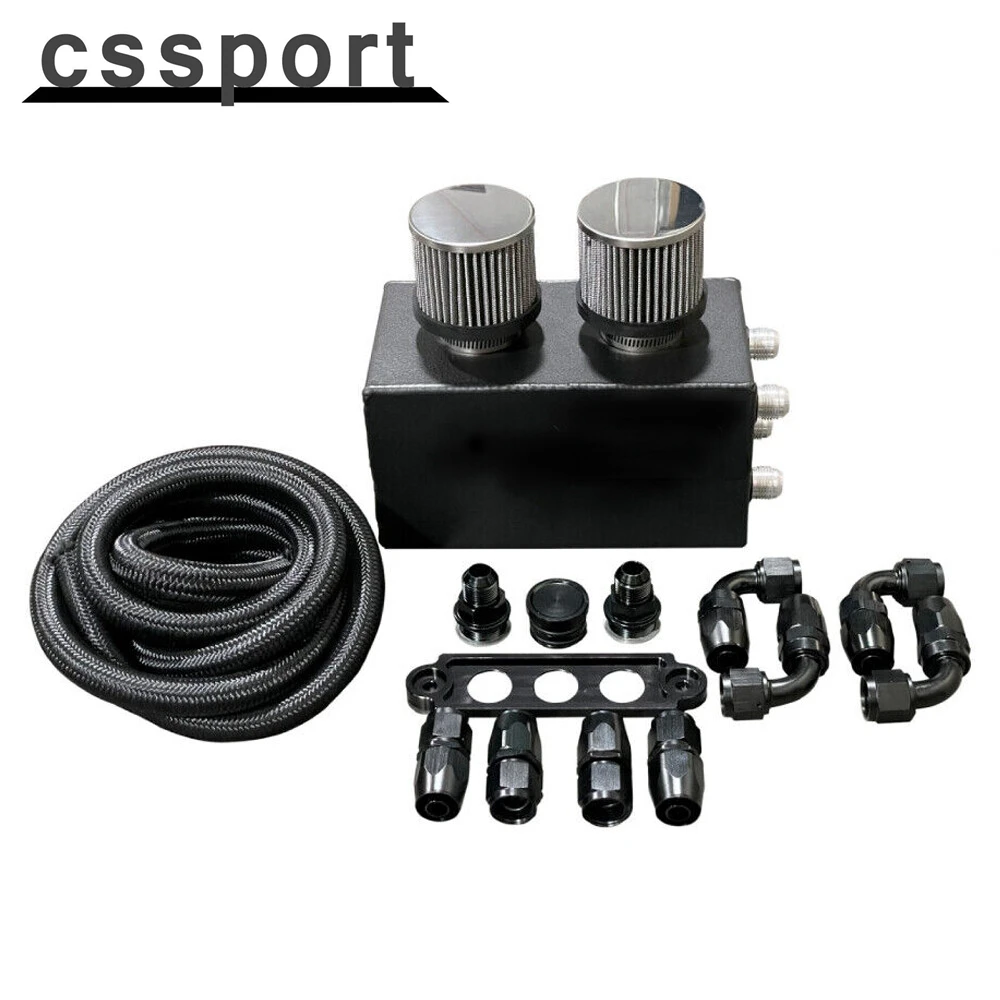 

Pro Series Oil Catch Can for Honda Civic Acura Integra 4 Port -10AN With Hoses