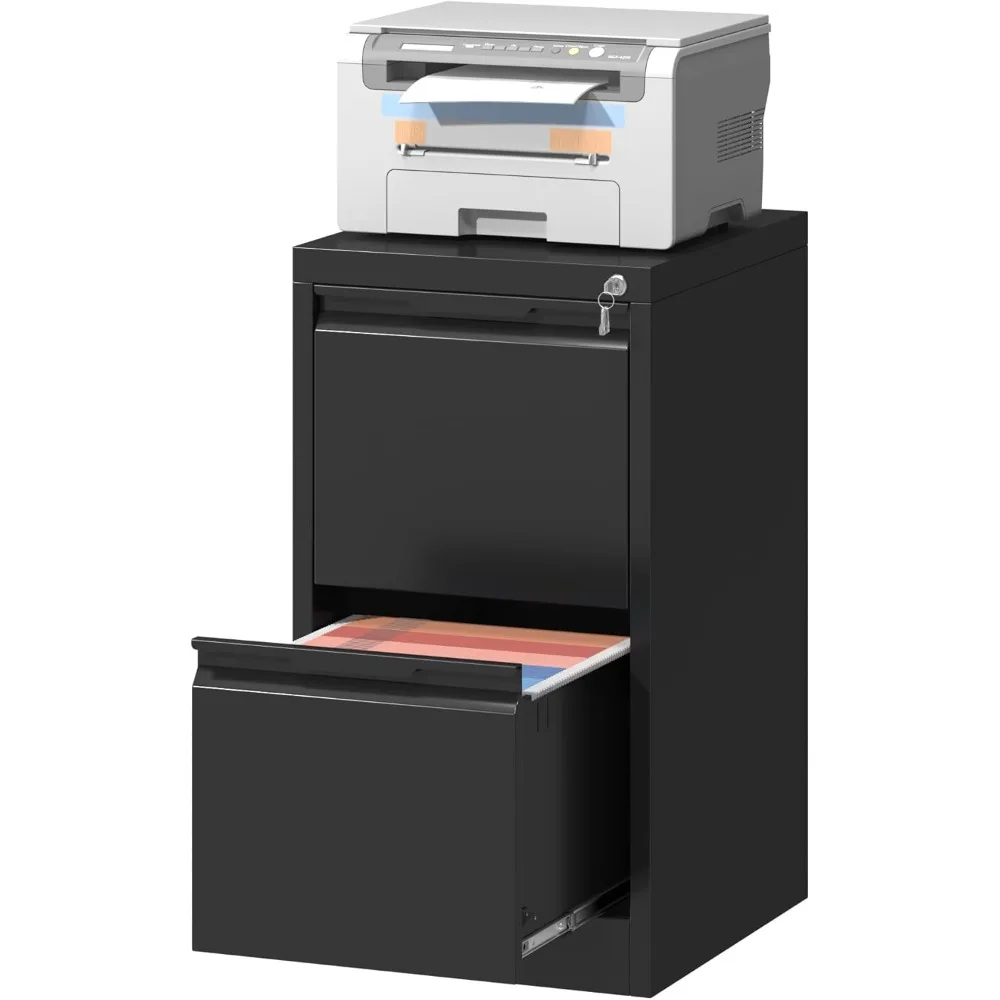 

2 Drawer File Cabinet with Lock,Black Metal Filing Cabinets,Steel Vertical Fit Hanging Files, Letter,File Box and A4 Documents-A