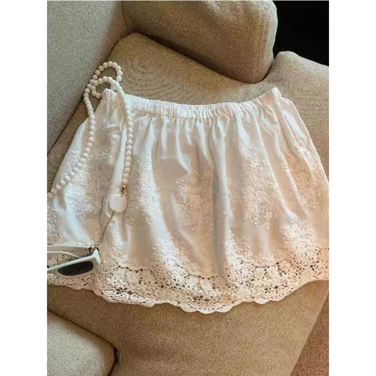 

Новая модная женская осенне-зимняя многослойная короткая юбка больших размеров с кружевом, эластичной талией и защитой от просвечивания