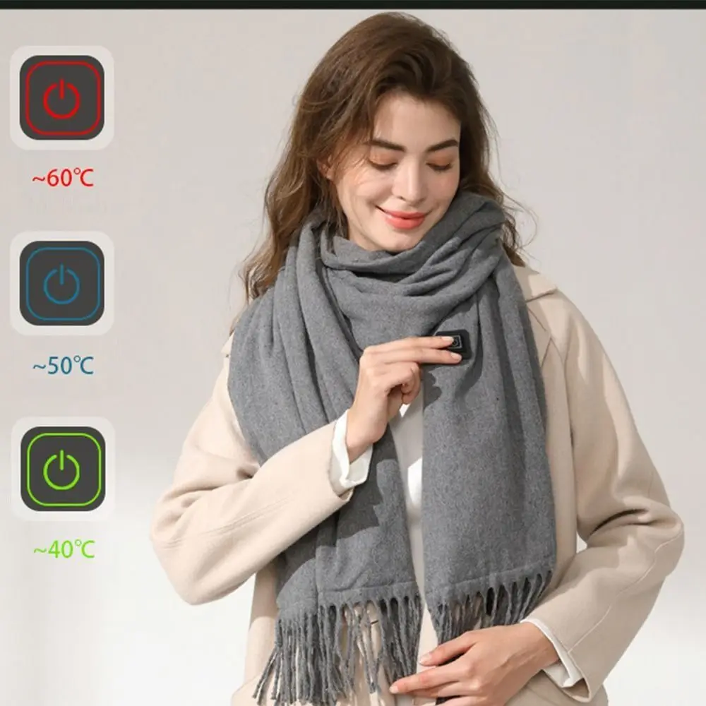 New USB Charging Electric Heated Scarf Rechargeable Adjustable Temperature Electric Winter Warmer Unisex Creative Neck Warmer