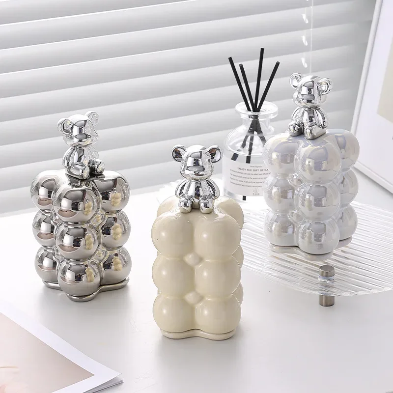 Cotton Swab Holder Cute Bear Bunny Toothpicks Storage Box Luxury Design Dental Floss Sticks Dispenser Home Kitchen Organizer