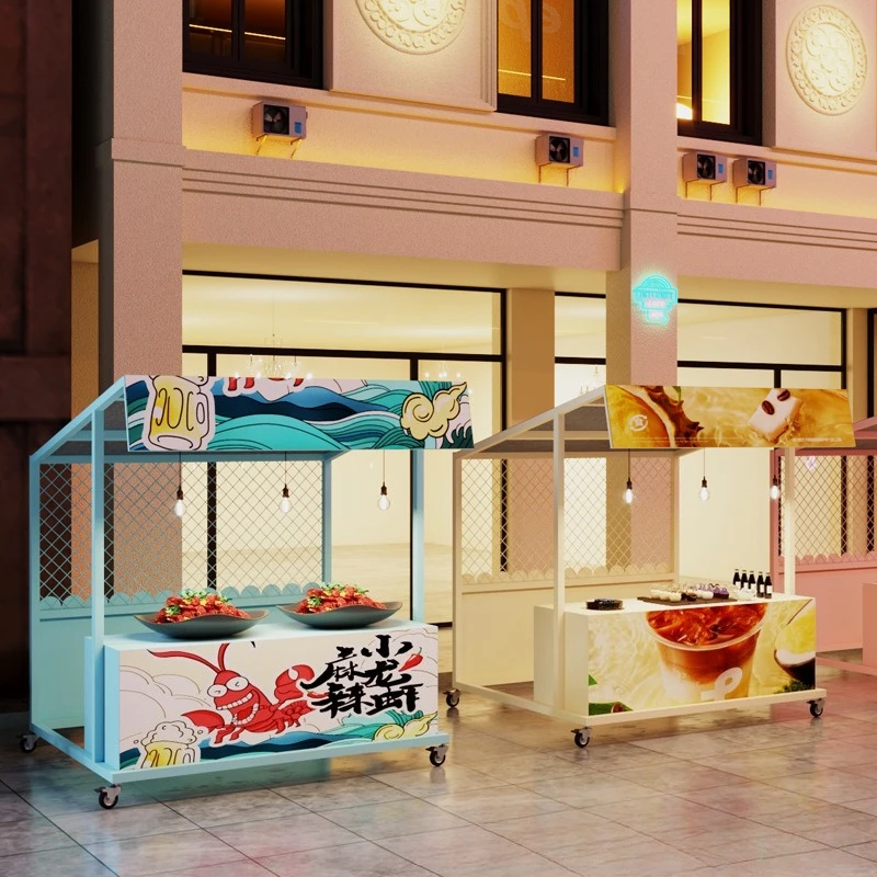 Internet celebrity market stall display rack Outdoor scenic spot Mobile promotional rack Market large event stall wrought iron r