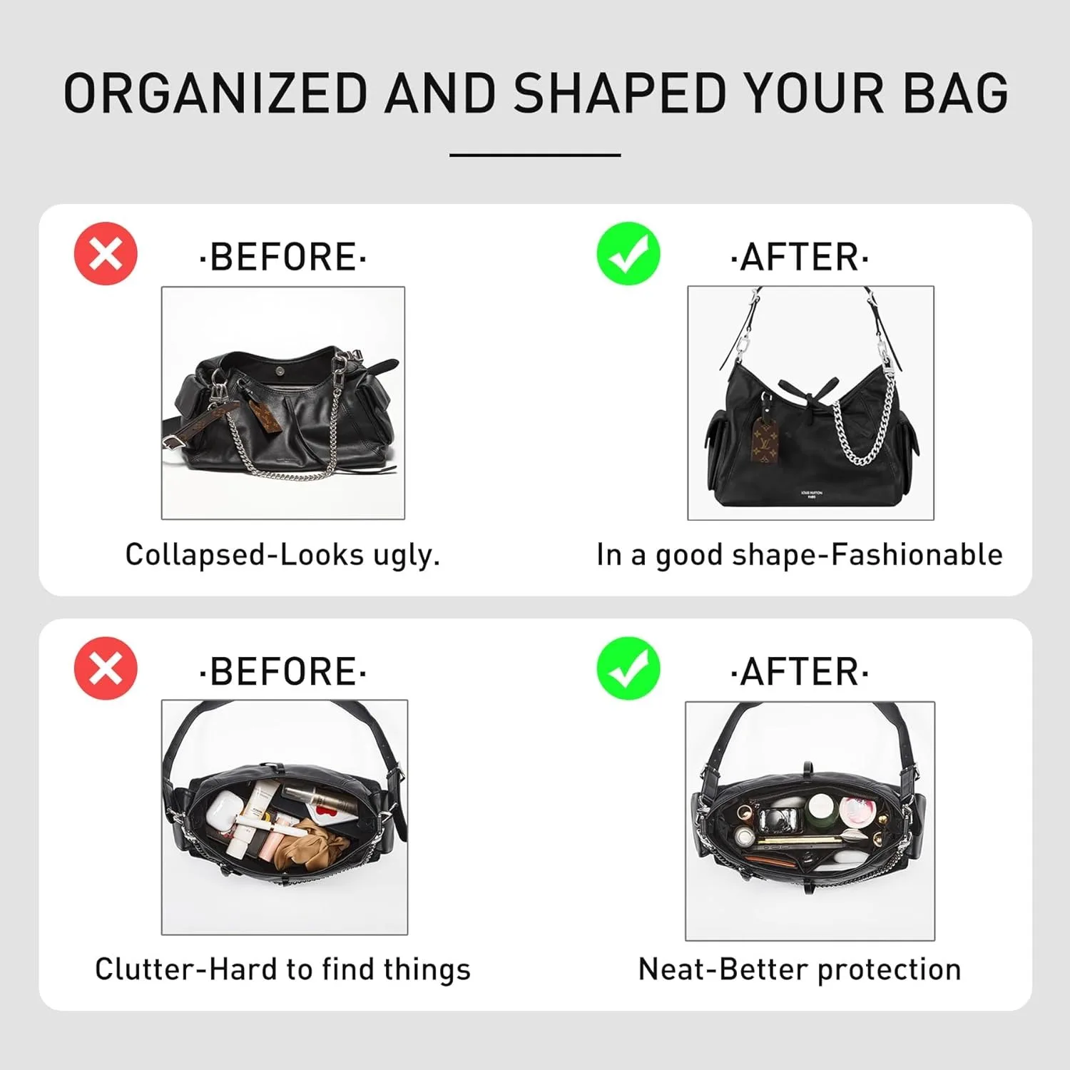 حقيبة حمل من ورق Dupontpaper خفيفة الوزن ومقاومة للماء ومطورة متوافقة مع حقيبة LV CarryAll Vibe MM