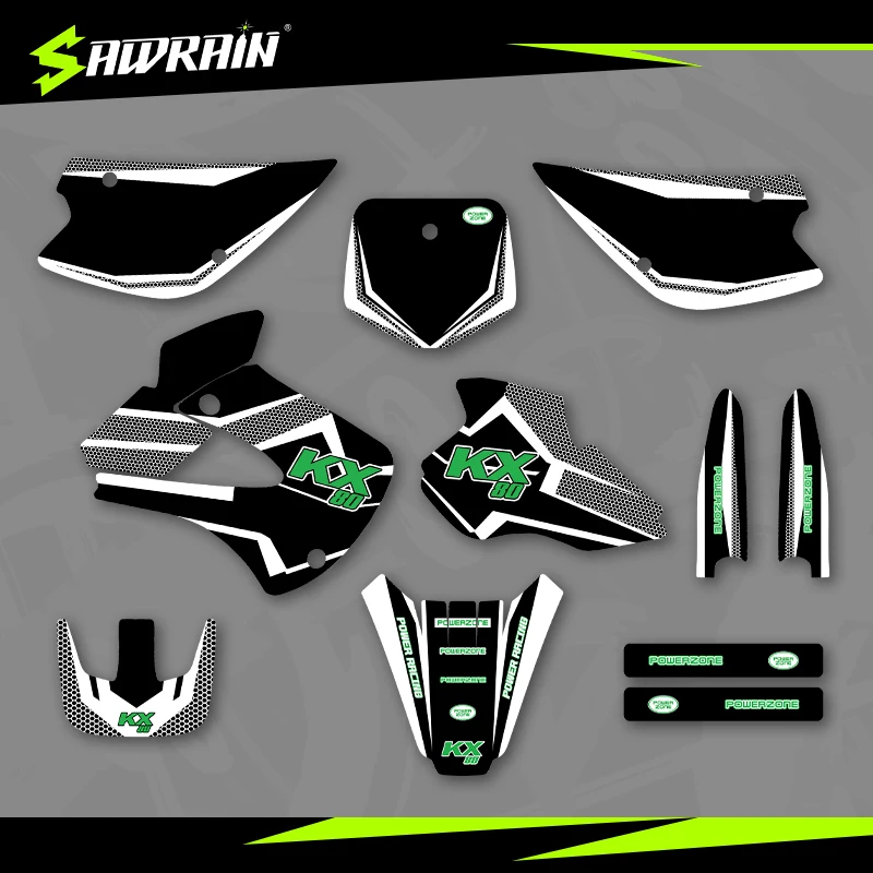 

Sawrain Motorcycle Graphics Backgrounds Decal Stickers Kits for KAWASAKI 98-04KX80 03