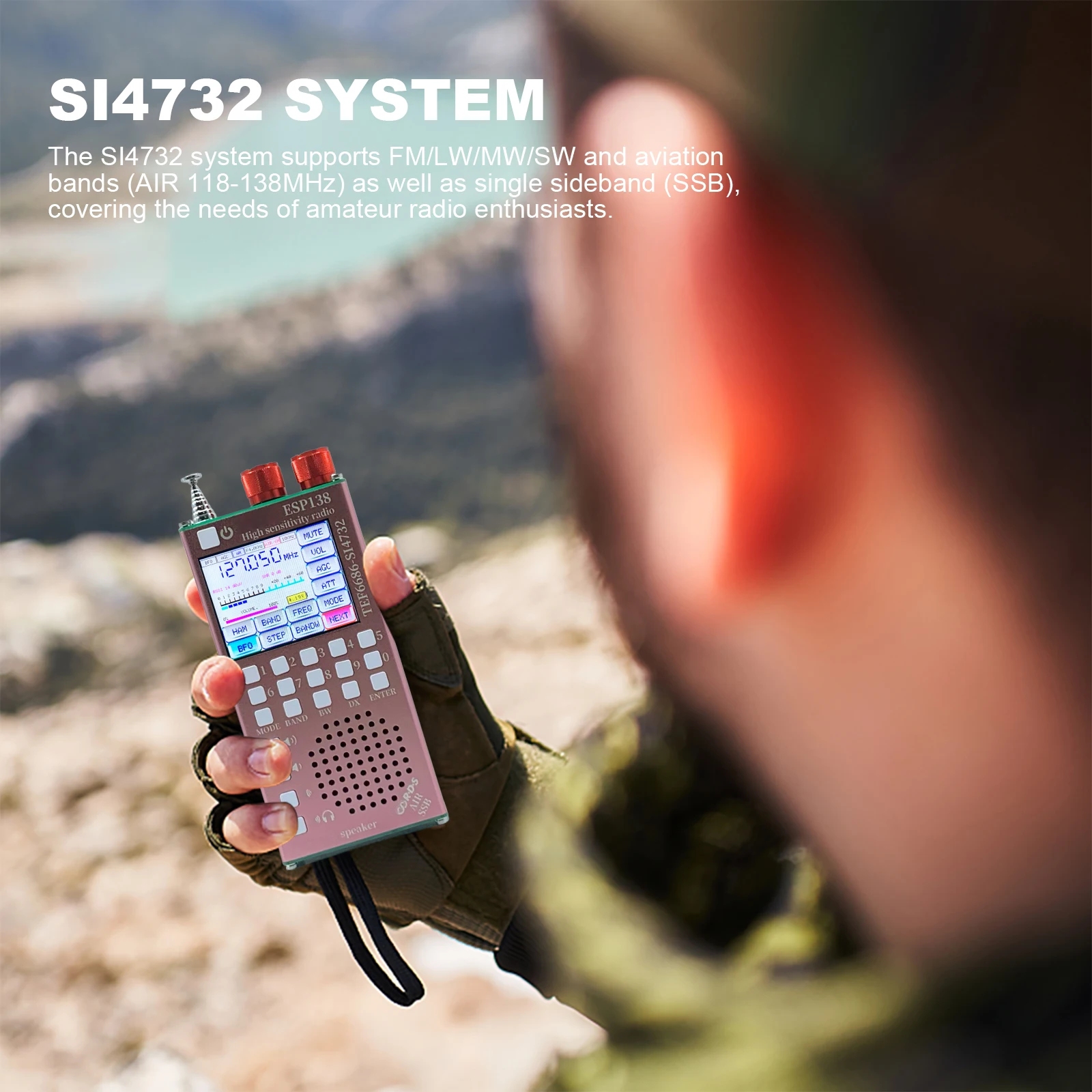 Dual Modes High Sensitivity Radio ESP138 ESP32 SI4732 Hand-Held Radio Receiver Type-C Charging for Bluetooth-Compatible Speakers
