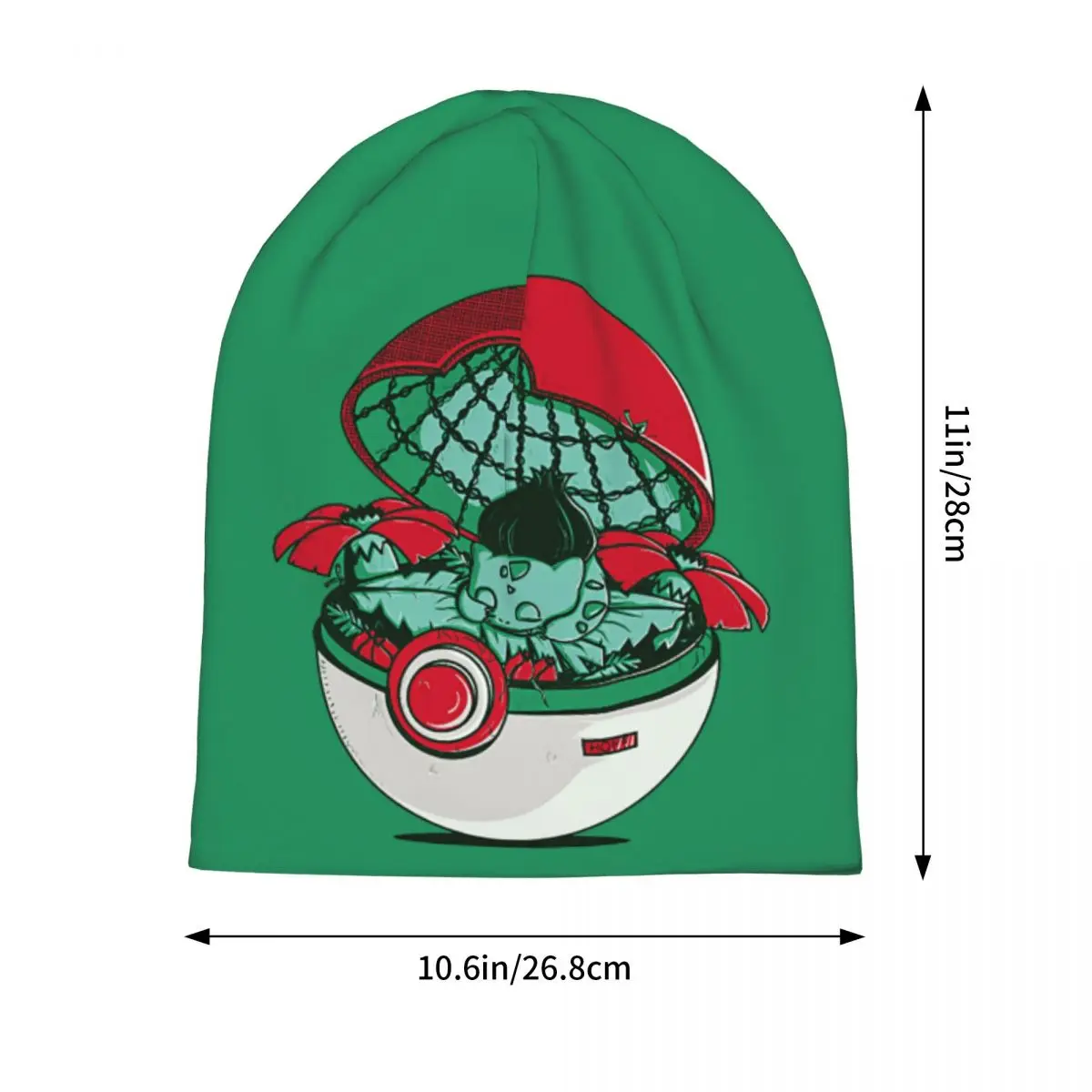 Bulbasaur Pokemon Beanie für Männer und Frauen, stilvolle Totenkopf-Mütze, Strickmütze