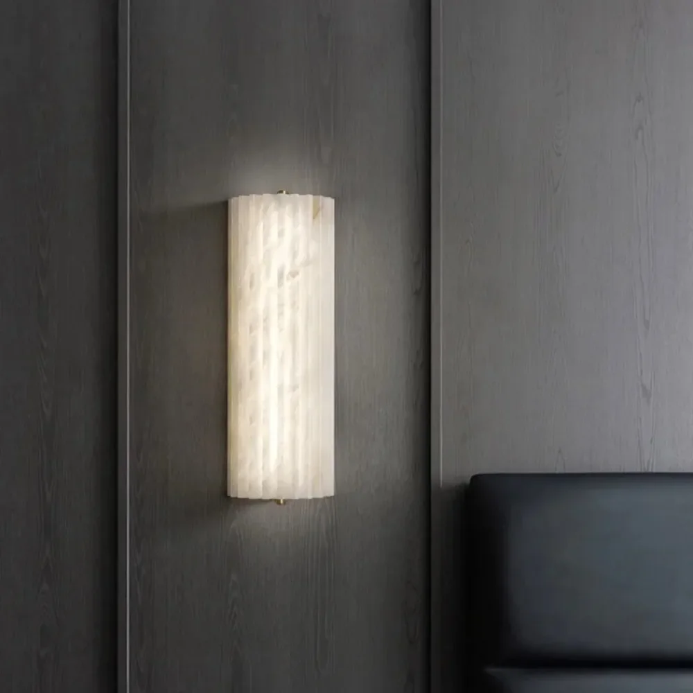 مصباح حائط رخامي فاخر كلاسيكي جديد إبداعي لتركيبات إضاءة غرفة المعيشة وغرفة النوم #3