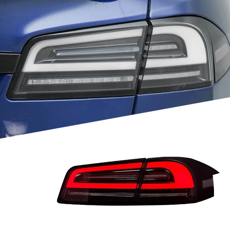 

Suitable for Tesla Model S taillight assembly modified LED venom white background running lights, brake lights, turn signals