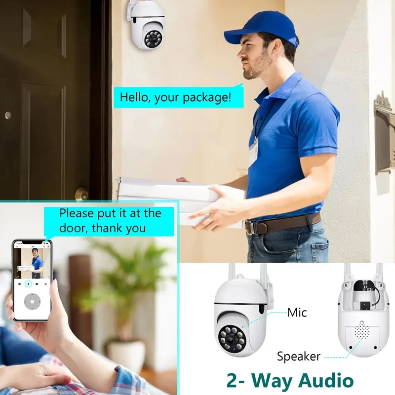 5MP Wireless Security Surveillance PTZ Camera Wifi IP Outdoor 4X Zoom Cameras AI Human Tracking Two-way Audio HD Night CCTV Cam