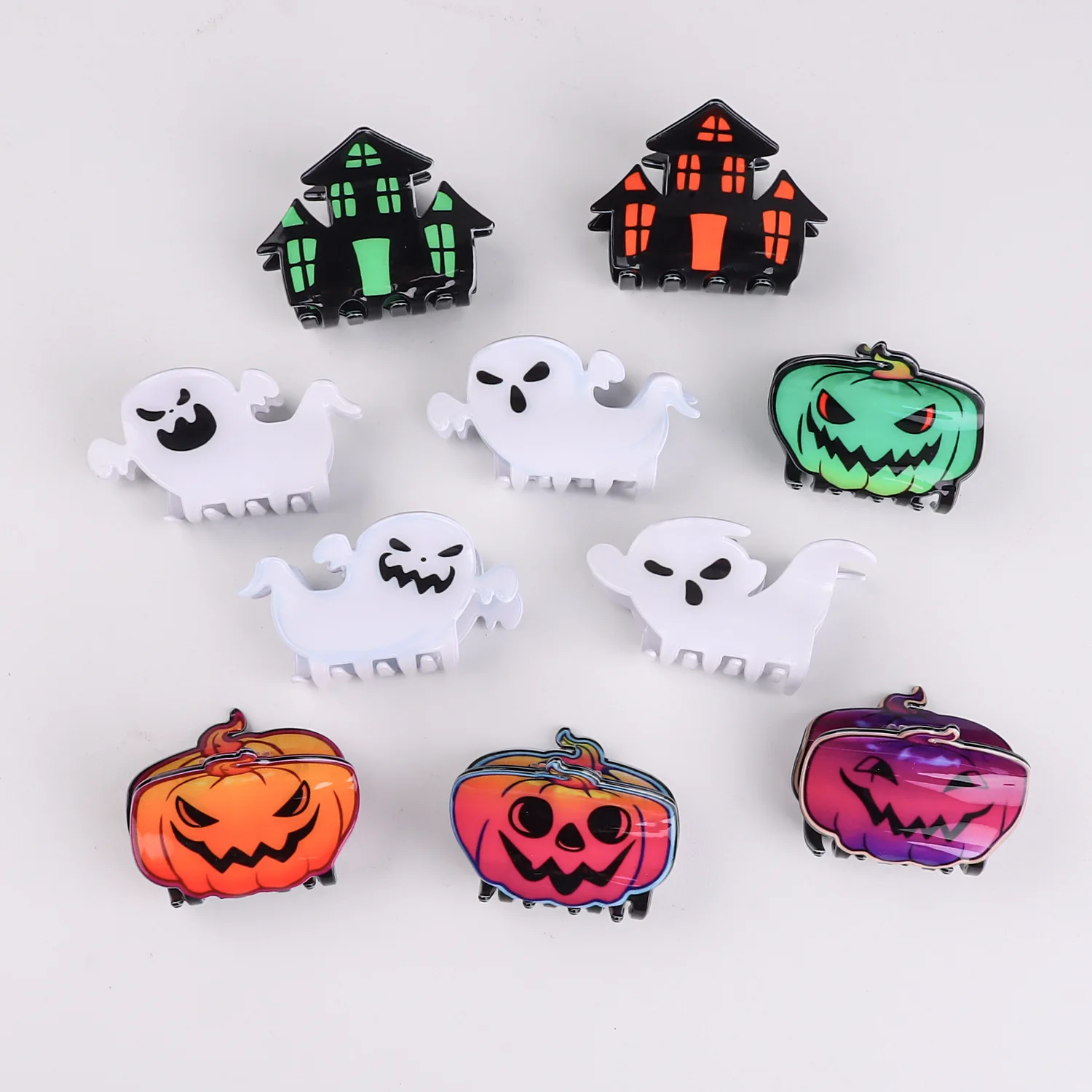 Personality Cyberpunk House Ghost Pumpkin Resin Hair claw Halloween Hair Clip for Women Girl Party Headwear HUANZHI