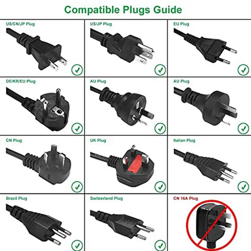 EU Plug Adapter US To EU Plug Adapter 16A 250V Universal Travel Adapter EU Socket AU UK CN To EU Korea Kr Wall Socket