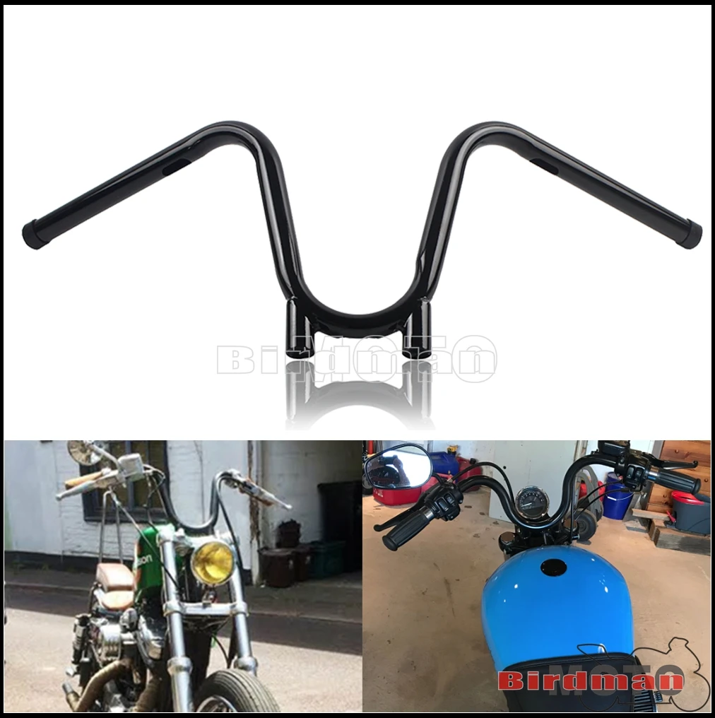 

Motorcycle 1 inch 25mm Bootlegger Bars Rise 9.5" Handlebars For Harley Sportster XL Dyna Chopper Bobber Controls 1982-UP Yamaha