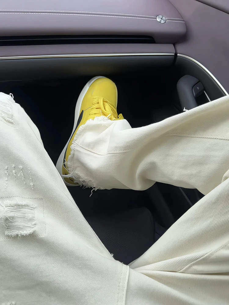 

Белые рваные джинсы Cleanfit прямого кроя для мужчин, летние, с эффектом потертости, американского стиля, зауженные, молодежные, модные