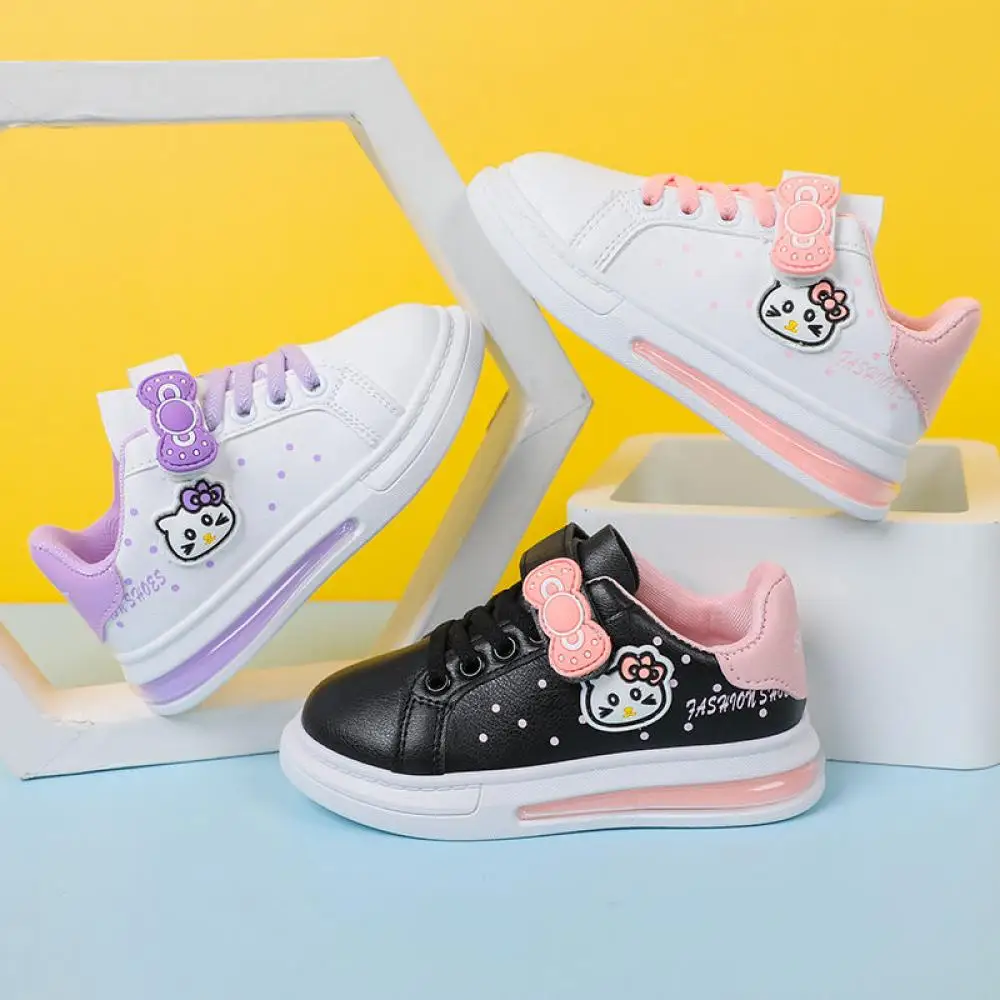

Sanrios повседневная обувь для девочек, кроссовки Hello Kitty, обувь для досок с героями мультфильмов, весенне-осенняя детская противоскользящая спортивная обувь, одинарные туфли