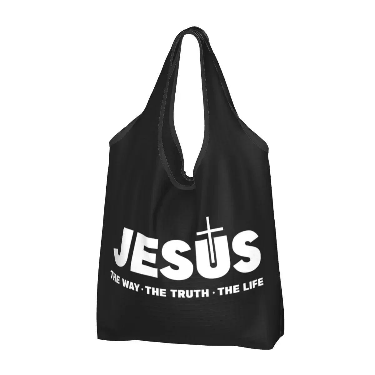 Printing Jesus Christ The Way  Truth  Life Tote Shopping Bags Portable Shopper Shoulder Religion Christian Faith Handbag